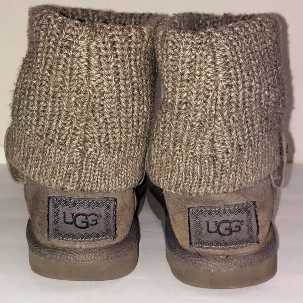 UGG Saela Rib-Knit Suede Boots Sz 2